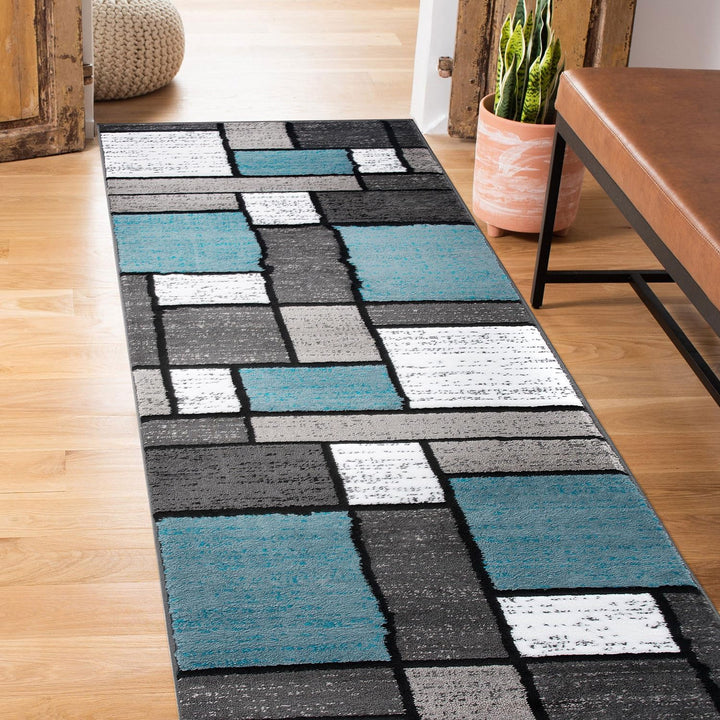 Contemporary Modern Boxes for Home Office, Living Room, Bedroom, Kitchen Non Shedding Area Rug