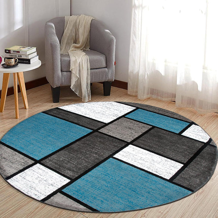 Contemporary Modern Boxes for Home Office, Living Room, Bedroom, Kitchen Non Shedding Area Rug