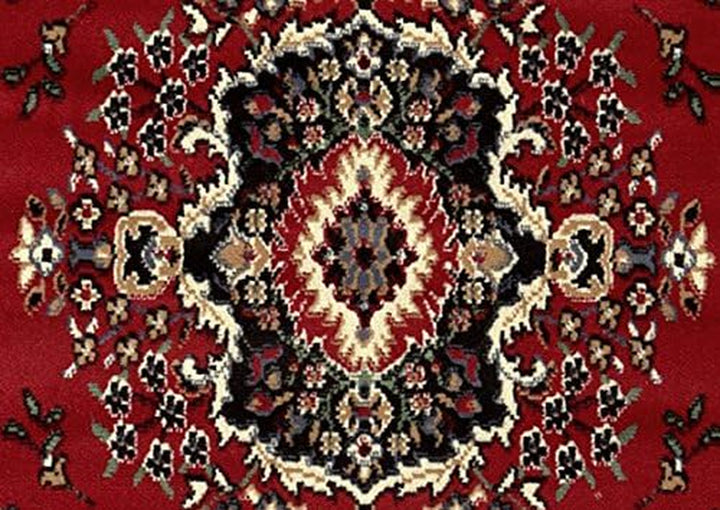 Premium Sakarya Traditional Medallion Border Area Rug, Claret, 5'2"x7'4" Rectangle