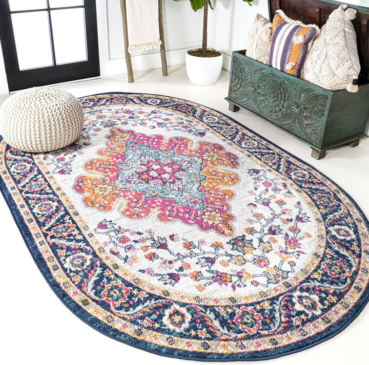 Bohemian Flair Boho Vintage Medallion Indoor Area-Rug Floral Easy-Cleaning High Traffic Bedroom Kitchen Living Room Non Shedding