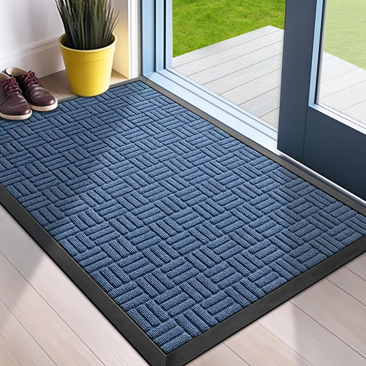 Front Door Mat, Heavy Duty Durable Welcome Mat for Outdoor Indoor, Dirt Trapper Waterproof Super Absorbent Door Mat for Entryway, Outside, Patio, Porch