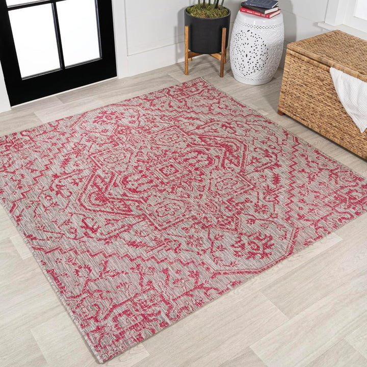 Estrella Bohemian Medallion Textured Weave Indoor/Outdoor Area-Rug, Coastal, Easy-Cleaning, HighTraffic, LivingRoom, Backyard, Non Shedding