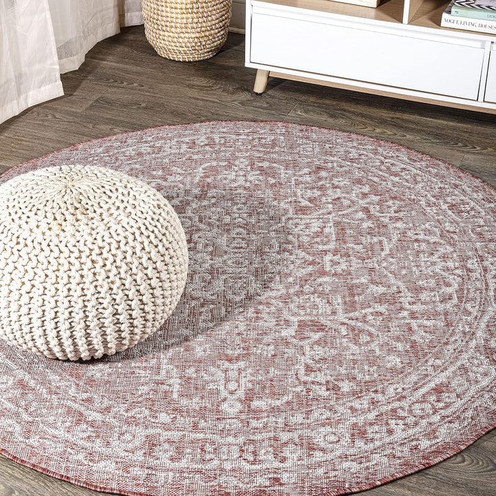 Malta Bohemian Medallion Textured Weave Indoor Outdoor Area Rug, Coastal, Traditional, Transitional Easy Cleaning, Bedroom, Kitchen, Backyard, Patio, Non Shedding