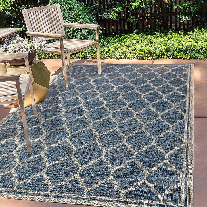 Trebol Moroccan Trellis Textured Weave Indoor Outdoor Area Rug, Modern, Bohemian, LivingRoom, Backyard