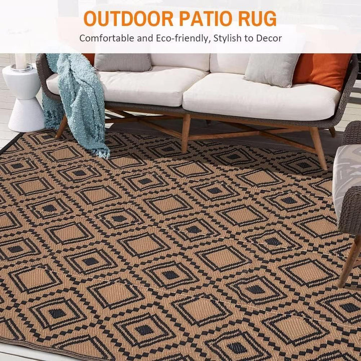 Outdoor Rugs for Patio Clearance, Waterproof Reversible Indoor Outdoor Rug Carpet, Portable Plastic Straw Rug for RV Camping, Picnic, Beach, Porch, Deck