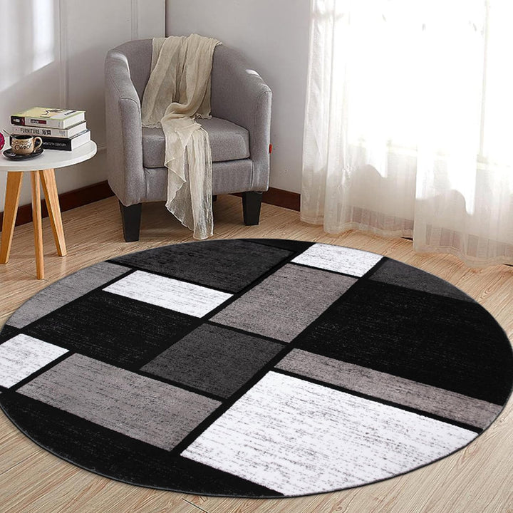 Contemporary Modern Boxes for Home Office, Living Room, Bedroom, Kitchen Non Shedding Area Rug