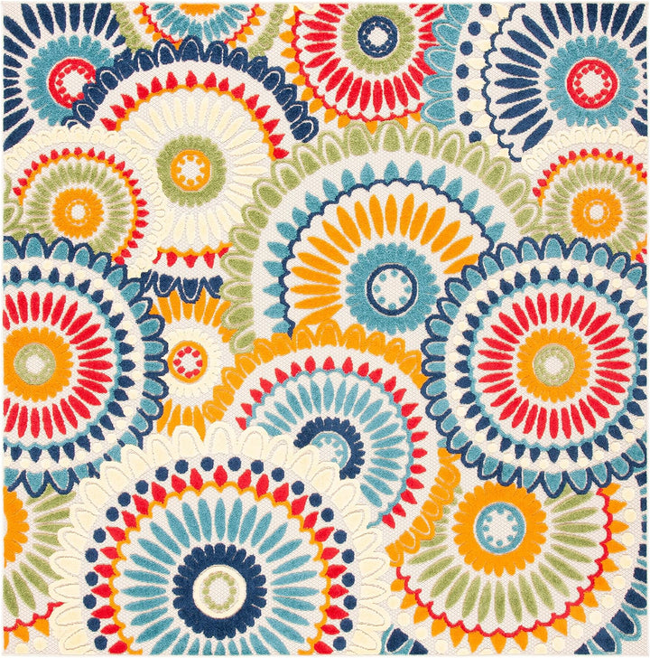 Cabana Collection Area Rug, Boho Medallion Design, Non-Shedding & Easy Care, Indoor/Outdoor & Washable-Ideal for Patio, Backyard, Mudroom