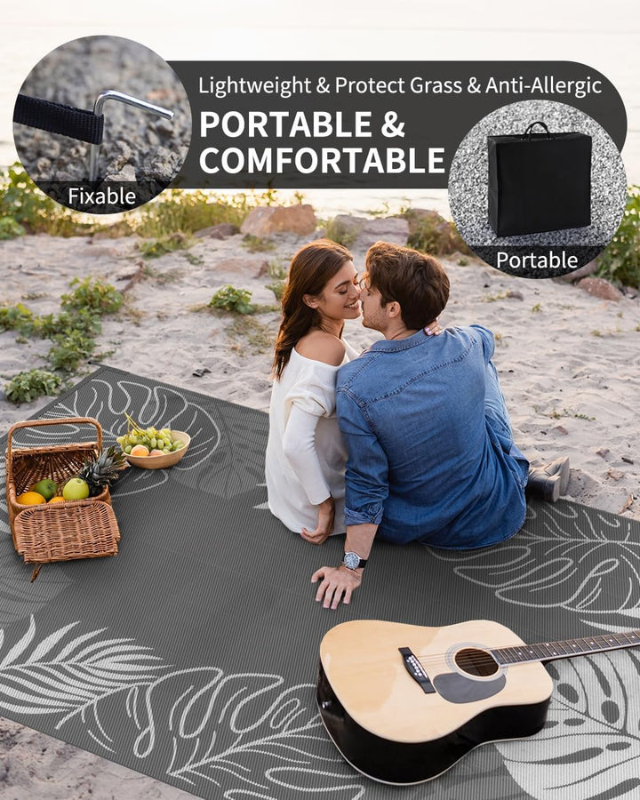 Outdoor Rug Waterproof Patio Rug, Reversible Tropical Outdoor Carpet Camping Rugs, Outdoor for your RV-Outdoor Rug for Patio, Outdoor Plastic Straw Rug, Outdoor Rugs Plastic for Deck