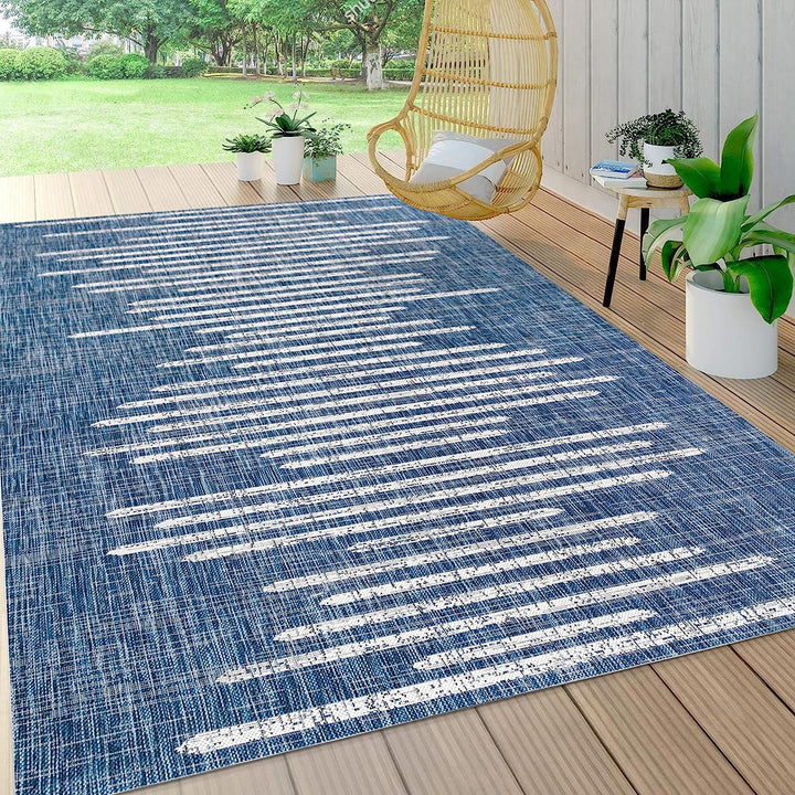 Zolak Berber Stripe Geometric Indoor Outdoor Area-Rug, Bohemian Contemporary Design, Easy-Cleaning, Bedroom, Kitchen, Backyard, Patio, Non Shedding