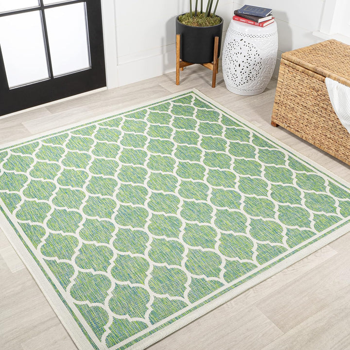 Trebol Moroccan Trellis Textured Weave Indoor Outdoor Area Rug, Modern, Bohemian, LivingRoom, Backyard