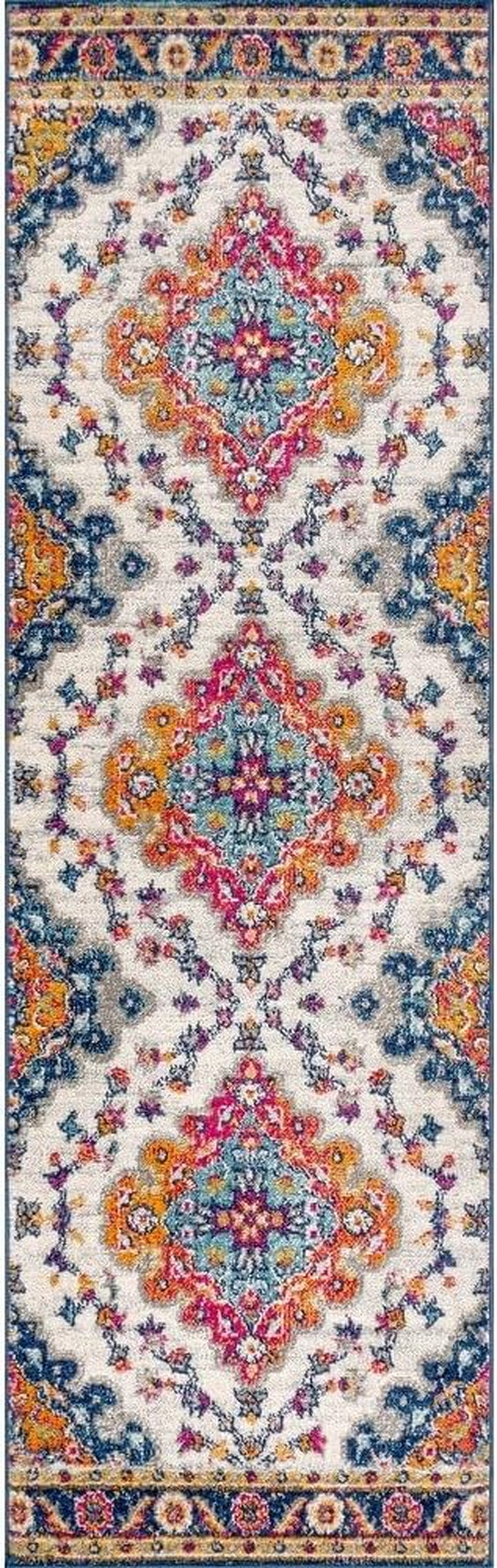 Bohemian Flair Boho Vintage Medallion Indoor Area-Rug Floral Easy-Cleaning High Traffic Bedroom Kitchen Living Room Non Shedding