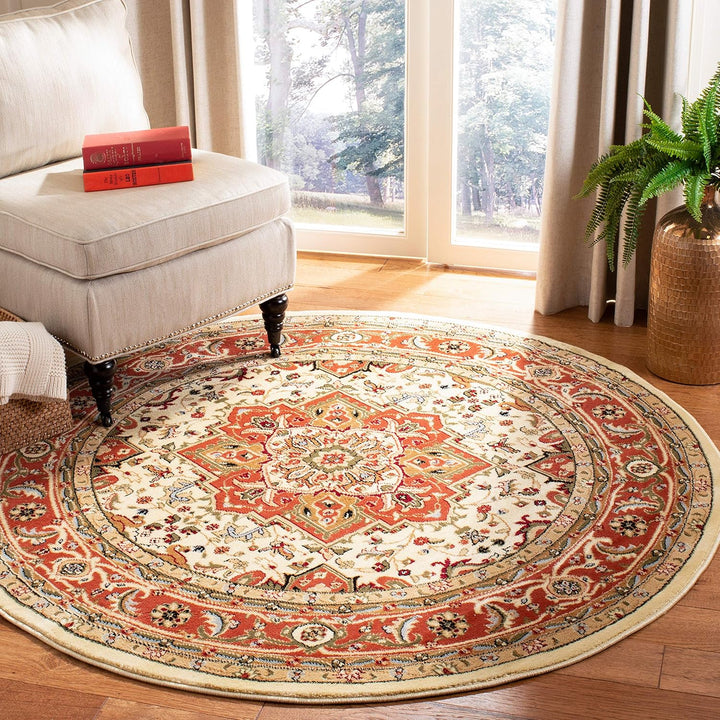 Lyndhurst Collection Area Rug - 9' x 12', Ivory & Red, Traditional Oriental Design, Non-Shedding & Easy Care, Ideal for High Traffic Areas in Living Room, Bedroom (LNH330A)