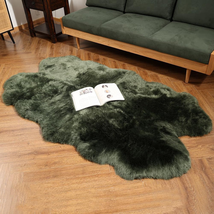 Genuine Sheepskin Area Rug Wool Rug Fur Carpet Fluffy Shaggy Fur Rug for Living Room Kids Bedroom Real Sheepskin Throw Lambskin Rugs Sofa Mat Chair Seat Covers (Tan, 2 x 6 ft Sheepskin)