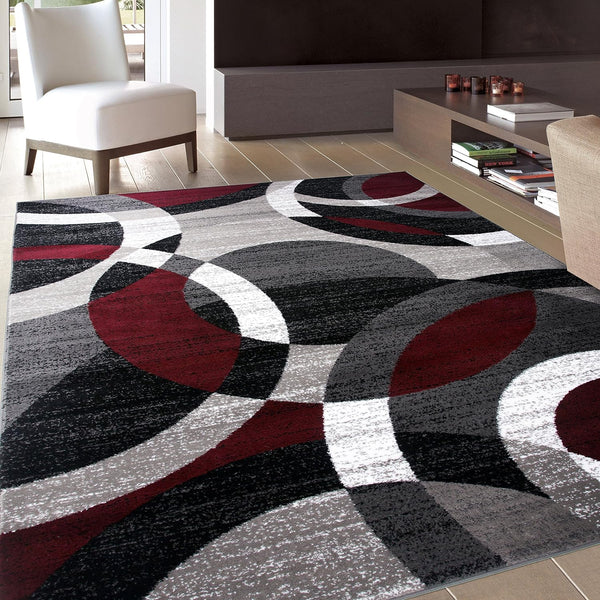 Contemporary Abstract Circles Perfect for High Traffic Areas of your Living Room, Bedroom, Home Office, Kitchen Area Rug