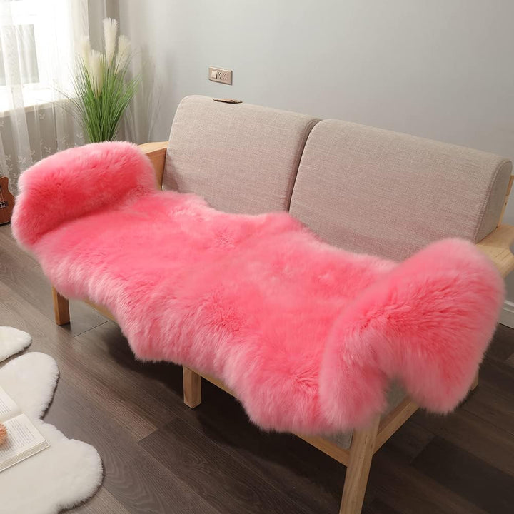 Genuine Sheepskin Area Rug Wool Rug Fur Carpet Fluffy Shaggy Fur Rug for Living Room Kids Bedroom Real Sheepskin Throw Lambskin Rugs Sofa Mat Chair Seat Covers (Tan, 2 x 6 ft Sheepskin)