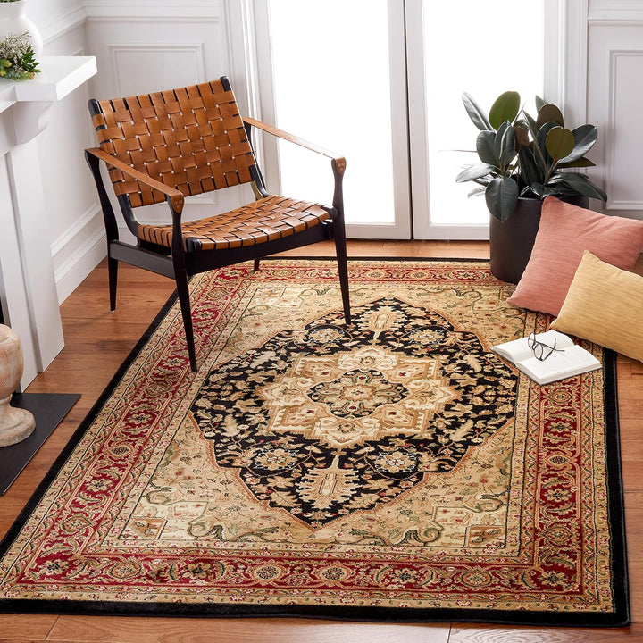 Lyndhurst Collection Area Rug - 9' x 12', Ivory & Red, Traditional Oriental Design, Non-Shedding & Easy Care, Ideal for High Traffic Areas in Living Room, Bedroom (LNH330A)