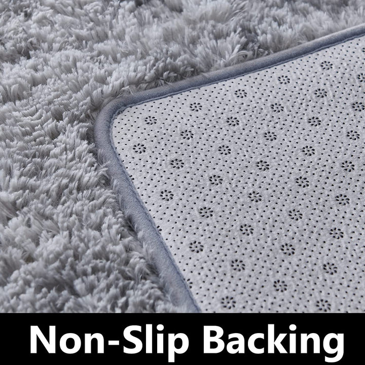 Shag Area Rug, 5x7 Ft Tie-Dyed Light Grey Upgrade Anti-Skid Durable Rectangular Cozy High Pile Soft Throw Rug for Nursery/ Living Room