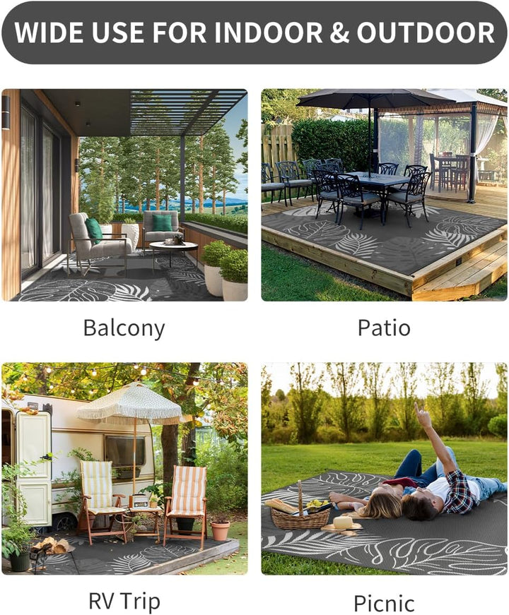 Outdoor Rug Waterproof Patio Rug, Reversible Tropical Outdoor Carpet Camping Rugs, Outdoor for your RV-Outdoor Rug for Patio, Outdoor Plastic Straw Rug, Outdoor Rugs Plastic for Deck