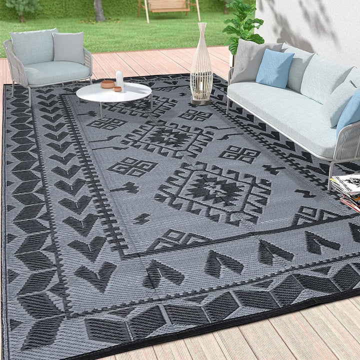 Outdoor Rugs for Patio Clearance, Waterproof Reversible Indoor Outdoor Rug Carpet, Portable Plastic Straw Rug for RV Camping, Picnic, Beach, Porch, Deck