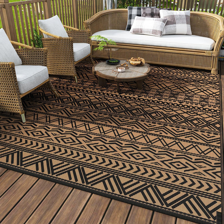 Outdoor Rug Carpet, Waterproof Reversible Patio Rug, RV Camping Rug, Plastic Straw Rug, Outside Indoor Outdoor Area Rug for Patio, Deck, Balcony, Picnic, Beach, Outdoor, Decor Boho