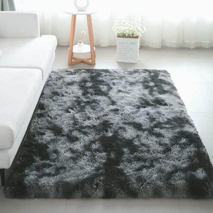 6x9 Area Rugs for Living Room, Machine Washable Shag Soft Shaggy Fluffy Rug, Non-Slip Indoor Floor Carpet for Bedroom, Kids Baby Boys Teen Dorm Home Decor Aesthetic, Silver&Grey