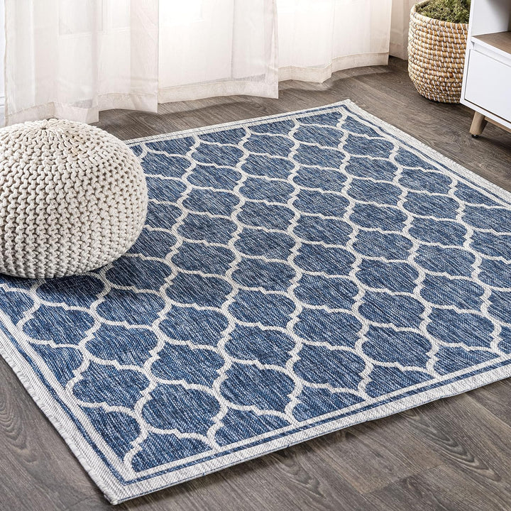 Trebol Moroccan Trellis Textured Weave Indoor Outdoor Area Rug, Modern, Bohemian, LivingRoom, Backyard