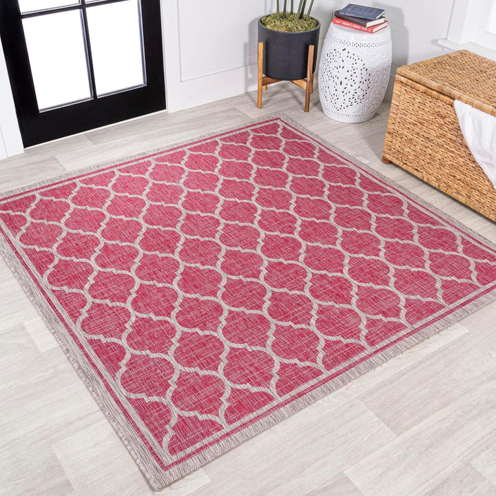 Trebol Moroccan Trellis Textured Weave Indoor Outdoor Area Rug, Modern, Bohemian, LivingRoom, Backyard