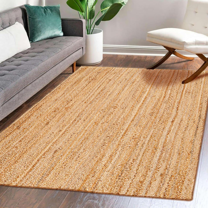 Hand Woven Jute Braided Rug, Natural, Reversible Boho Entry Area Rugs for Kitchen, Living Room, Farmhouse, Decorative Floor Rug