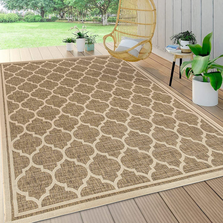 Trebol Moroccan Trellis Textured Weave Indoor Outdoor Area Rug, Modern, Bohemian, LivingRoom, Backyard