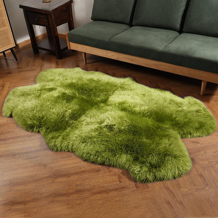 Genuine Sheepskin Area Rug Wool Rug Fur Carpet Fluffy Shaggy Fur Rug for Living Room Kids Bedroom Real Sheepskin Throw Lambskin Rugs Sofa Mat Chair Seat Covers (Tan, 2 x 6 ft Sheepskin)