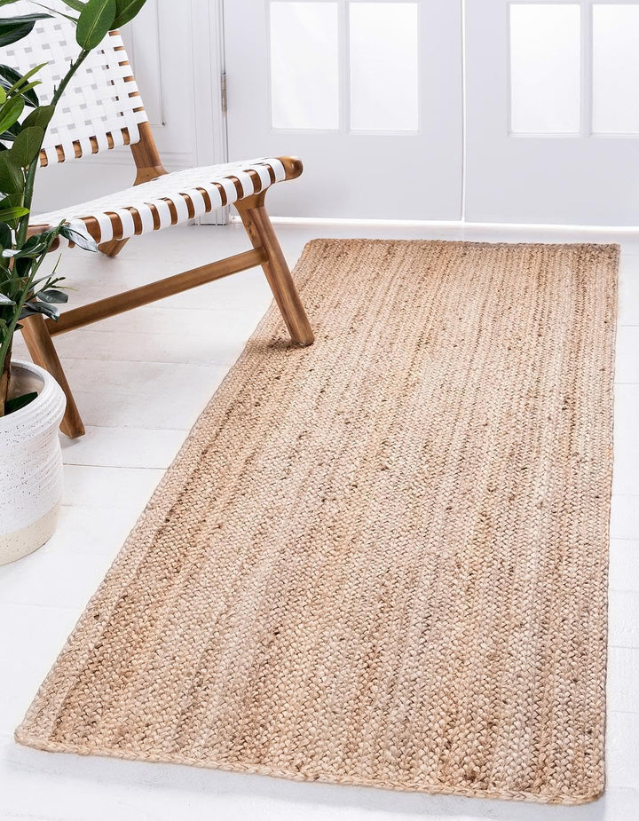 Handwoven Jute Area Rug - 6x9 Feet Natural Yarn - Rustic Vintage Beige Braided Reversible Rectangular Rugs for Bedroom - Kitchen - Living Room - Farmhouse (6' x 9')