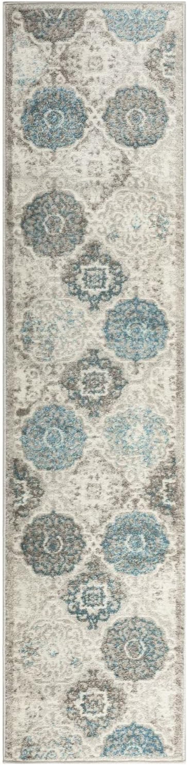 Boho Andorra Transitional Damask Area Rug, Grey/Blue, 7'9"x10'2"