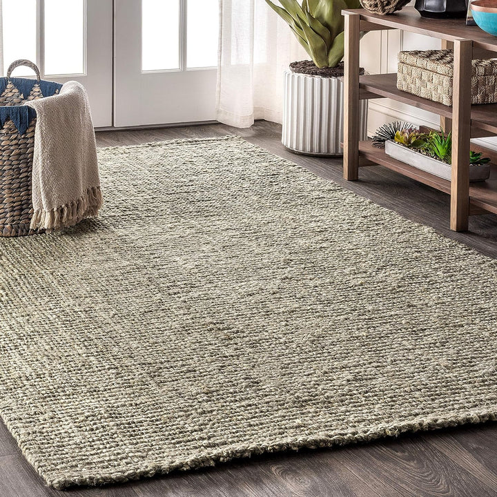 NRF102A-3 Pata Hand Woven Chunky Jute Indoor Area -rug Bohemian Farmhouse Easy -cleaning Bedroom Kitchen Living Room Non Shedding, 3 ft x 5 ft, Natural Color