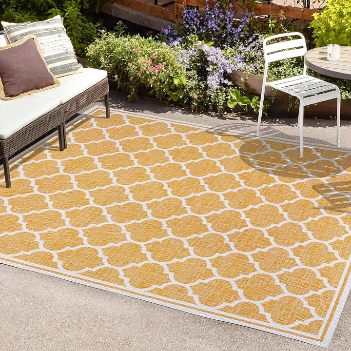 Trebol Moroccan Trellis Textured Weave Indoor Outdoor Area Rug, Modern, Bohemian, LivingRoom, Backyard