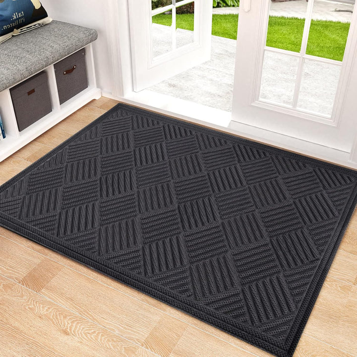 Front Door Mat, Heavy Duty Durable Welcome Mat for Outdoor Indoor, Dirt Trapper Waterproof Super Absorbent Door Mat for Entryway, Outside, Patio, Porch