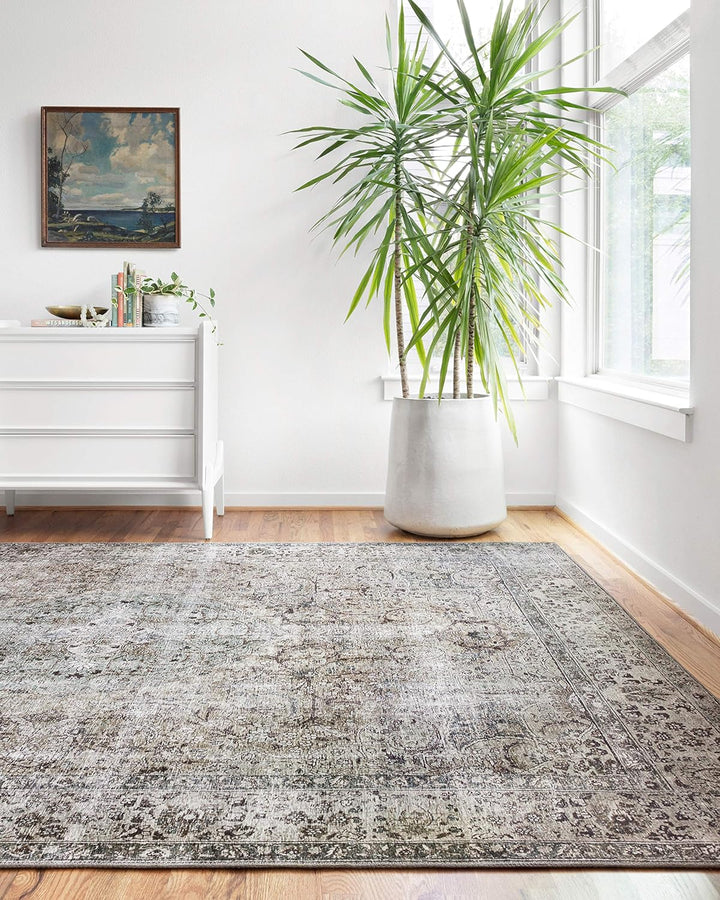 Layla Collection, Antique/Moss, Accent Rug, Soft, Durable, Vintage Inspired, Distressed, Low Pile, Non-Shedding, Easy Clean, Living Room Rug