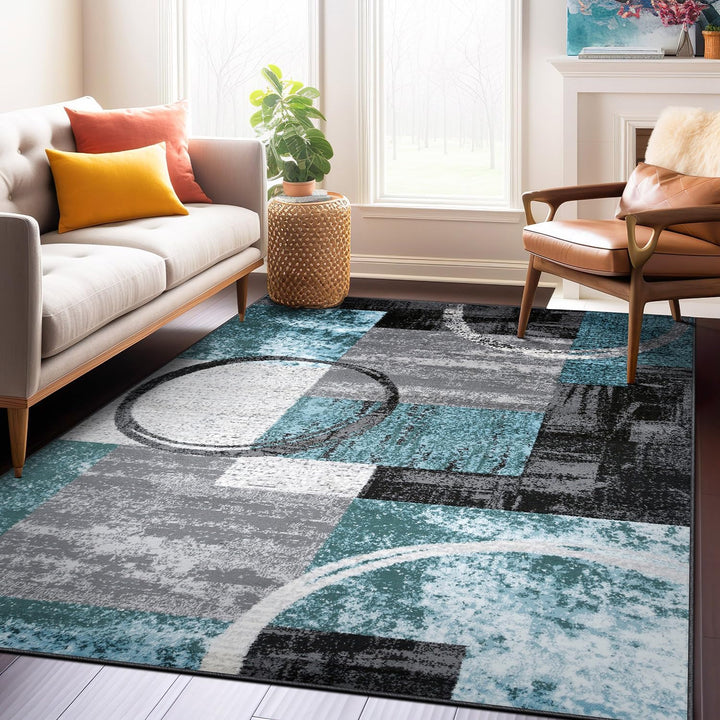 Contemporary Abstract Design Soft Area Rug