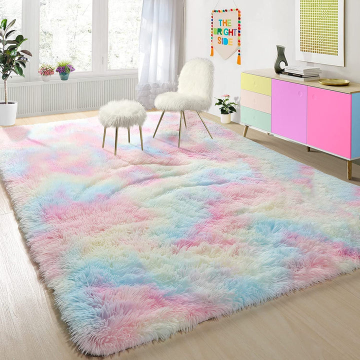 Pink Rugs for Girls Bedroom 4x6 Ft Fluffy Cute Girls Room Decor Aesthetic Area Rug Kawaii Baby Nursery Rug Plush Playroom Rug Shag Teen Girls Rug Thick Fur Dorm Rug Living Room Carpet