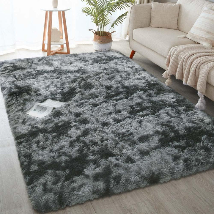 6x9 Area Rugs for Living Room, Machine Washable Shag Soft Shaggy Fluffy Rug, Non-Slip Indoor Floor Carpet for Bedroom, Kids Baby Boys Teen Dorm Home Decor Aesthetic, Silver&Grey