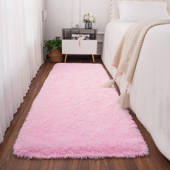 Ultra Soft Pink Rugs for Bedroom 4x6 Feet, Fluffy Shag Area Rugs for Living Room, Large Comfy Furry Rug for Girls Kids Baby Room Decor, Non Slip Nursery Modern Indoor Fuzzy Floor Carpet