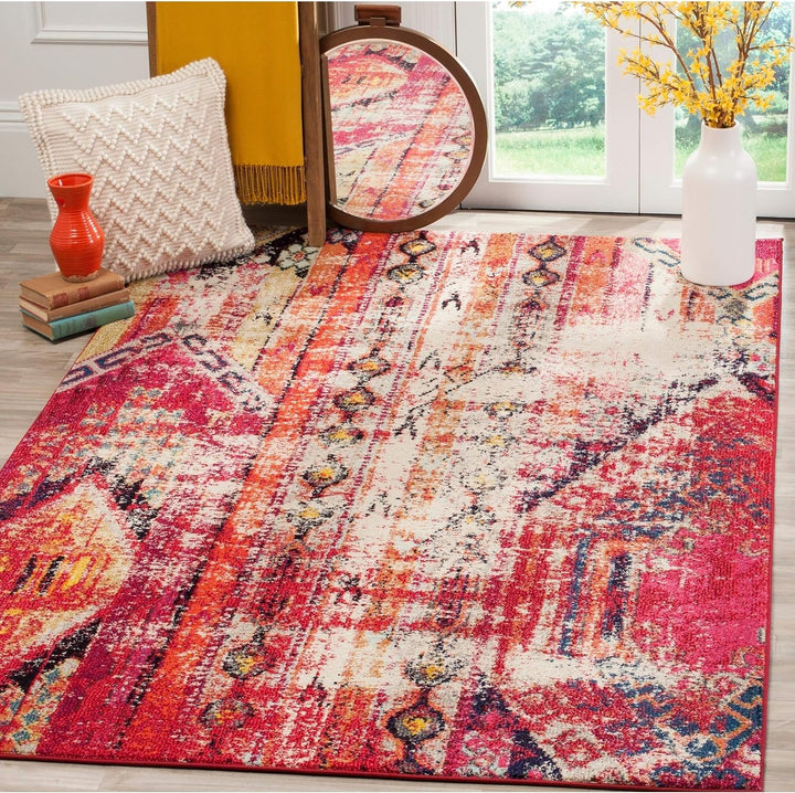 Monaco Collection Area Rug - Boho Chic Tribal Distressed Design, Non-Shedding & Easy Care, Ideal for High Traffic Areas in Living Room, Bedroom