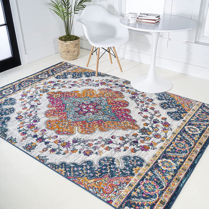 Bohemian Flair Boho Vintage Medallion Indoor Area-Rug Floral Easy-Cleaning High Traffic Bedroom Kitchen Living Room Non Shedding