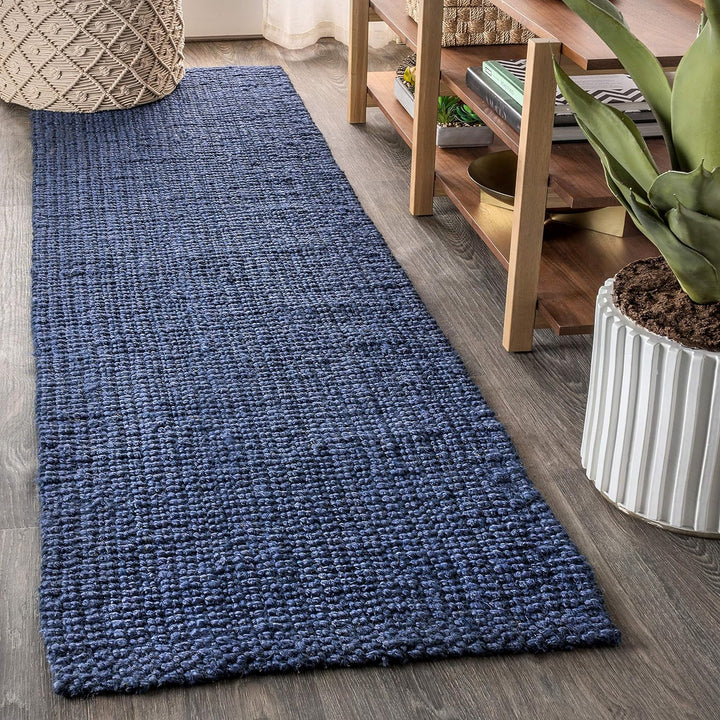 NRF102A-3 Pata Hand Woven Chunky Jute Indoor Area -rug Bohemian Farmhouse Easy -cleaning Bedroom Kitchen Living Room Non Shedding, 3 ft x 5 ft, Natural Color