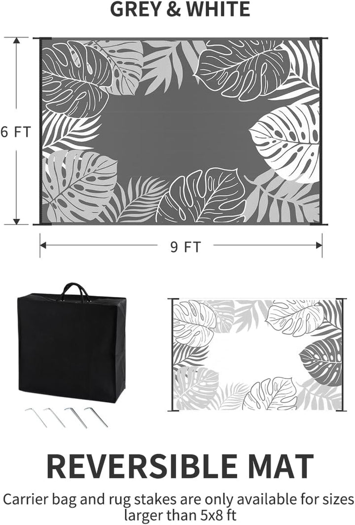 Outdoor Rug Waterproof Patio Rug, Reversible Tropical Outdoor Carpet Camping Rugs, Outdoor for your RV-Outdoor Rug for Patio, Outdoor Plastic Straw Rug, Outdoor Rugs Plastic for Deck