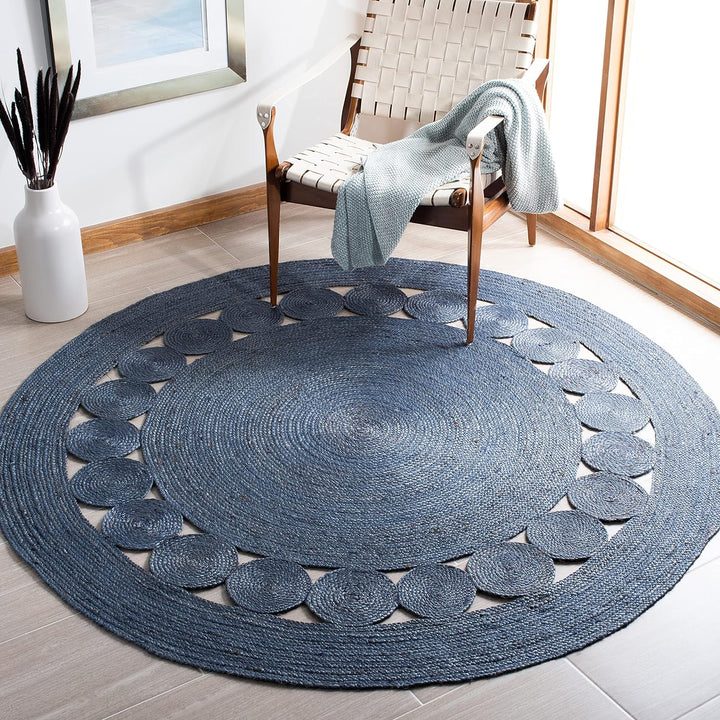 Natural Fiber Collection Area Rug - 6' Round, Natural, Handmade Boho Charm Farmhouse Jute, Ideal for High Traffic Areas in Living Room, Bedroom (NF364A)