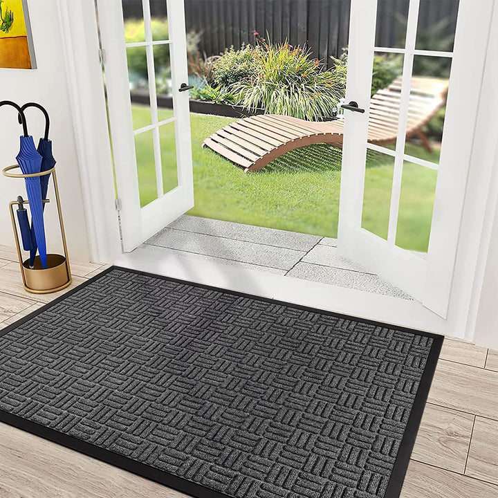 Front Door Mat, Heavy Duty Durable Welcome Mat for Outdoor Indoor, Dirt Trapper Waterproof Super Absorbent Door Mat for Entryway, Outside, Patio, Porch