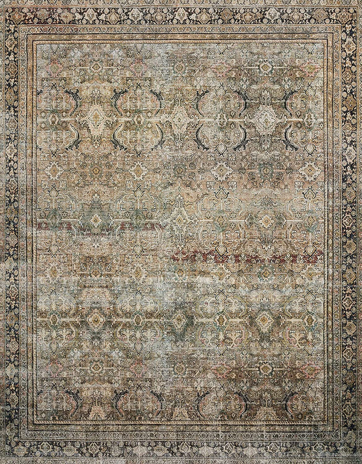 Loloi LAYLA Collection, LAY-03, Olive/Charcoal, 9'-0" x 12'-0", 13" Thick, Area Rug, Soft, Durable, Vintage Inspired, Distressed, Low Pile, Non-Shedding, Easy Clean, Printed, Living Room Rug