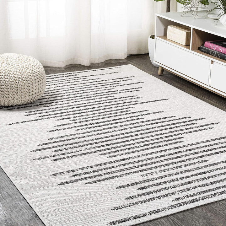 Zolak Berber Stripe Geometric Indoor Outdoor Area-Rug, Bohemian Contemporary Design, Easy-Cleaning, Bedroom, Kitchen, Backyard, Patio, Non Shedding