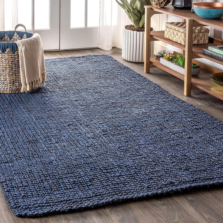 NRF102A-3 Pata Hand Woven Chunky Jute Indoor Area -rug Bohemian Farmhouse Easy -cleaning Bedroom Kitchen Living Room Non Shedding, 3 ft x 5 ft, Natural Color