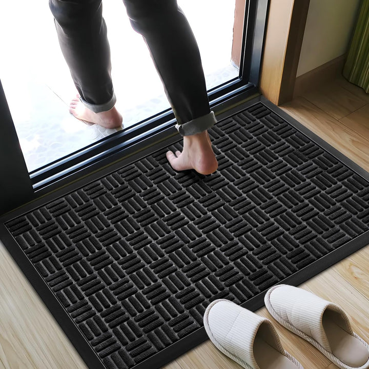 Front Door Mat, Heavy Duty Durable Welcome Mat for Outdoor Indoor, Dirt Trapper Waterproof Super Absorbent Door Mat for Entryway, Outside, Patio, Porch